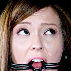 Second pic of SexPreviews - Maddy OReilly in blue dress is bound with her mouth spread