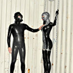 First pic of Sex Previews - Latex Lucy in black kinky outfit is chained and flogged her pussy dildo fucked