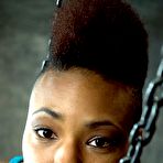 First pic of SexPreviews - Nikki Darling sexy ebony is bound in leather straps and vibrated to orgasm