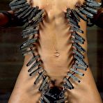 Third pic of SexPreviews - Nikki Darling sexy ebony is bound in leather straps and vibrated to orgasm