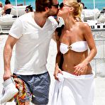 First pic of Michelle Hunziker sexy in white bikini on the beach in Miami