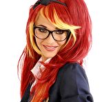 First pic of Sex Previews - Alexis Brill cosplay cutie exposes her shaved pussy with pink lips