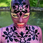 First pic of Sex Previews - Latex Lucy kinky babe in purple body suit gets her pussy plugged