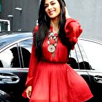 Third pic of Nicole Scherzinger posing in red short dress
