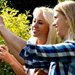 First pic of Sex Previews - Carla Cox and Violette blondes making lesbian oral love outdoors