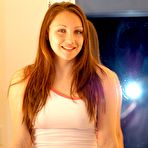 First pic of Alicia Angel - Cute brunette Alicia Angel pulls up her cute white dress and shows her pussy