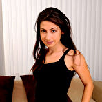 First pic of Allie Jordan - Attractive brunette gal Allie Jordan strips her black thongs and blows hard cock.