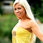 First pic of Candy Blond - Fuckable blonde slut Candy Blond strips her slutty dress outdoors and shows off.