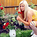 First pic of Candy Blond - Busty teen gal Candy Blond strips outdoors and shows us her wet meat hungry cunt.