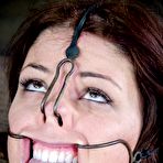 Third pic of SexPreviews - Mia Gold is bound in metal with leather mask and clamps