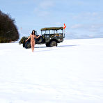 Third pic of Gwen A - Gwen A takes her clothes off in the military jeep and shows her amazing body.