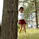 First pic of Cute teen in miniskirt gets naked and pees outdoors