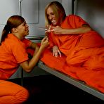 Second pic of Blonde Cassie Young gets her asshole licked and dildoed by her black lesbian cell mate