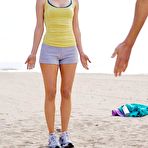 Second pic of Chyler Leigh doing yoga on the beach