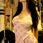 Second pic of Katie Fey - Lusty brunette vixen Katie Fey takes off her slip and shows her trimmed wet cunny.