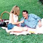 First pic of Lisa Marie - Slutty blonde gal Lisa Marie strips on the field and blows throbbing fat dong.