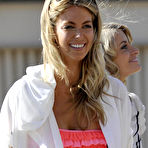 Third pic of Jennifer Hawkins sexy posing in pink bikini in Santa Monica