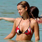 Third pic of Louise Nurding flashes her nude boobs on the beach