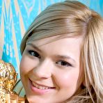 Fourth pic of Paloma B - Alluring blonde model Paloma B strips on the bed and shows her fresh cunny.