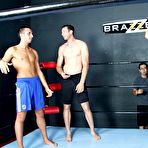 Second pic of porn star Nikki Sexx takes on two hard cocks in the ring!