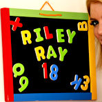 First pic of Riley Ray - Hot blonde gal Riley Ray strips her pink panties and shows her tight booty.