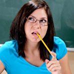 First pic of Stephanie Sage - Naughty brunette school girl Stephanie Sage with small boobs getting her cunny boned