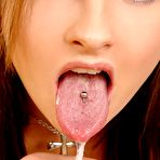 Fourth pic of Tarra White - Nasty brunette Tarra White with sexy tanned body and small titties doing blowjob