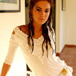 First pic of Veronika Fasterova - Sexy brunette Veronika Fasterova taking cute white dress off and showing wet cunny