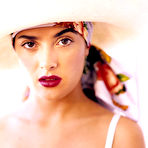 Third pic of salma hayek hq pictures posing in a white dress @ 12pix