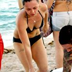 Third pic of Christina Ricci shows tight ass and nice cleavage in black bikini