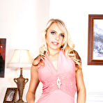 Second pic of 
      Chloe Toy spreads her pink pussy on the blue sofa
    