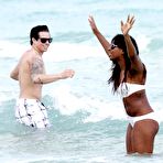 Fourth pic of Alexandra Burke in white bikini on the beach in Miami