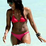 Fourth pic of Alexandra Burke in red bikinie on the beach
