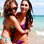 Fourth pic of Busty Arianny Celeste hard nipples in bikini on the beach