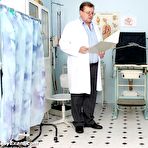 Fourth pic of Old Frantiska  spreads her aged cunny wide for gyno specialist at clinic