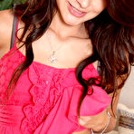 First pic of AJ Estrada - Attractive teen gal AJ Estrada strips her panties on the sofa and masturbates.