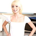 First pic of Moretta Cox - Cute blonde teen Moretta Cox strips in the kitchen and shows her hot wet twat.
