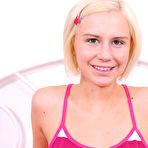 First pic of Kelly Klass - Cute blonde teen gal Kelly Klass strips her denim shorts and shows her tight cunt.