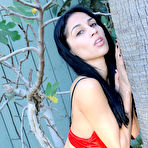 First pic of Aries Stone - Alluring brunette model Aries Stone spreads her legs on the sofa and masturbates.