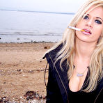 First pic of Ann Angel - Ann Angel takes her sexy black jacket off outdoors and shows us her breasteas