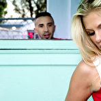 Second pic of 
      Naughty cheerleader Scarlet Red worships the baseball player's dick
    