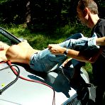 First pic of Busty blonde whipping slave