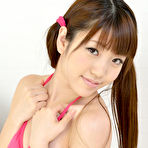 Fourth pic of Mizuho Shiraishi Asian with pink bath suit and lon hair jumps