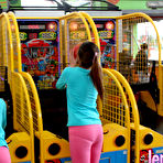 Fourth pic of Two latina girls in tight pink leggings have fun in the park