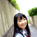 First pic of Kotone Moriyama Asian in uniform bends and shows ass on street