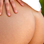 First pic of Mary Jane Johnson - Foxy redhead teen gal Mary Jane Johnson strips her white gown outdoors and shows off.