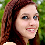 Second pic of Mary Jane Johnson - Foxy redhead teen gal Mary Jane Johnson strips her white gown outdoors and shows off.