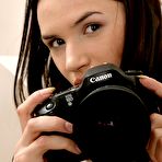 First pic of Brunette teen Katia stripteases and plays with camera
