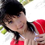 Second pic of Febe is a sexy dirty devil schoolgirl showing her pussy in public