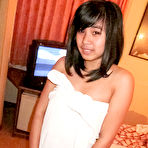 Third pic of Shaved thai pussy gets hard white dick